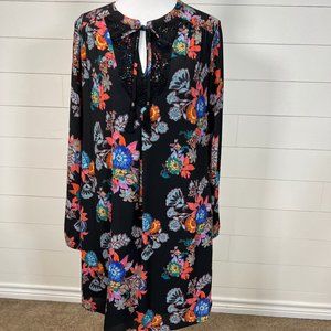 Gibson Latimer Black Floral Tunic Dress Size M